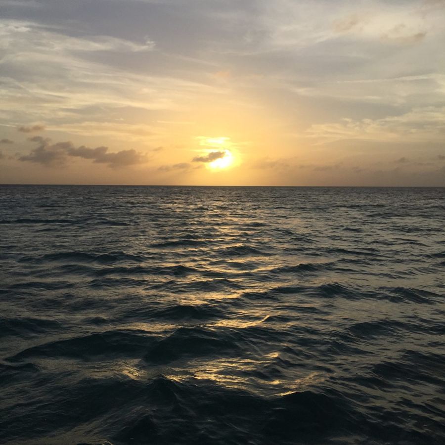 Sunset over the Caribbean from the ship