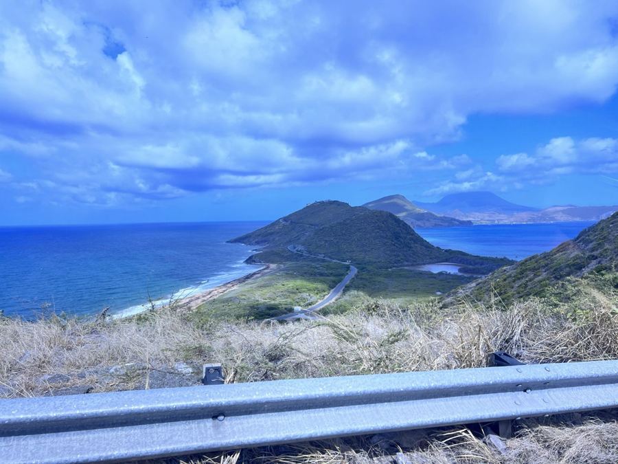 Looking across the water from St. Kitts toward Nevis